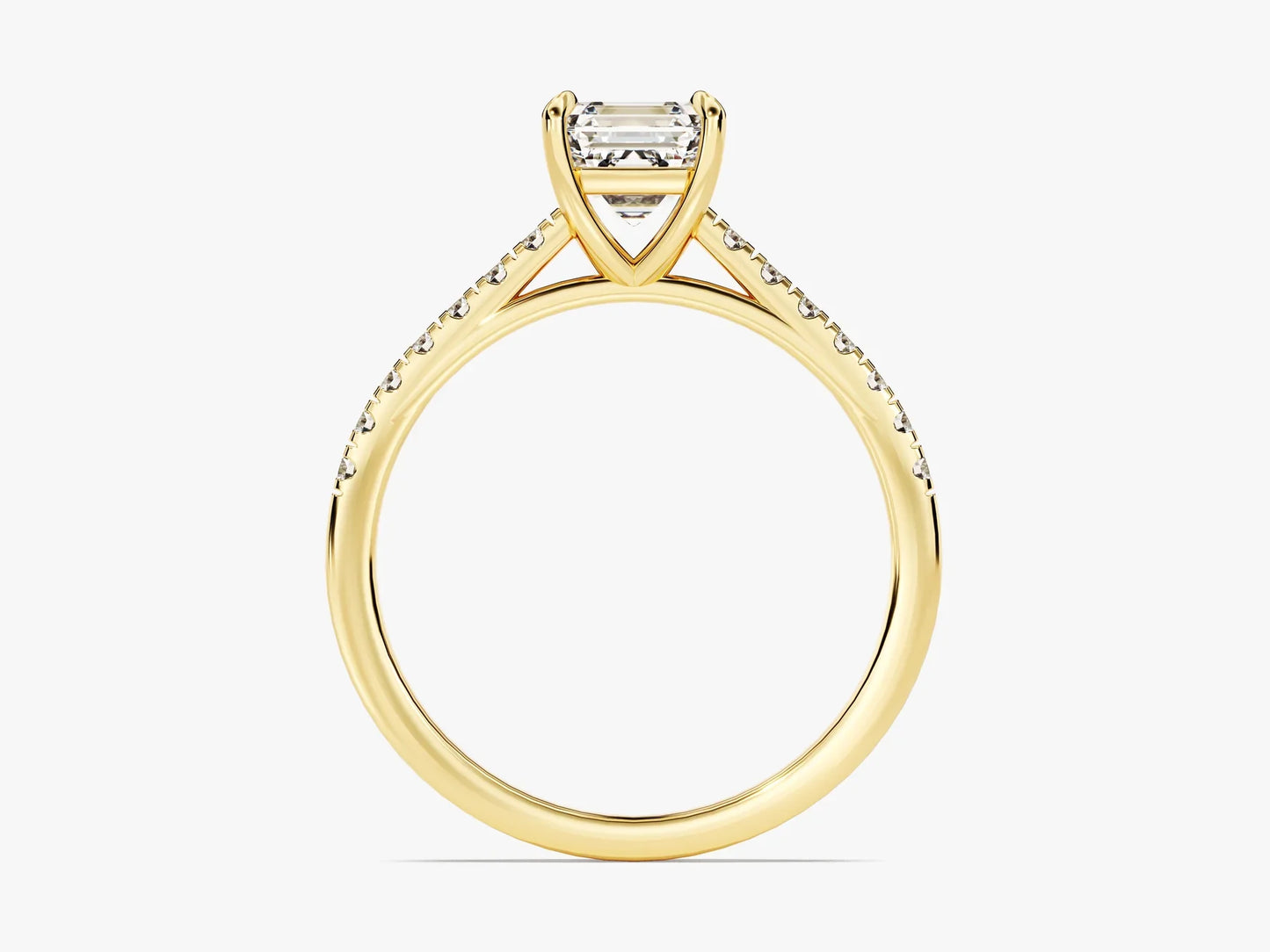 1.0CT Asscher Diamond Pave Setting Moissanite Engagement Ring