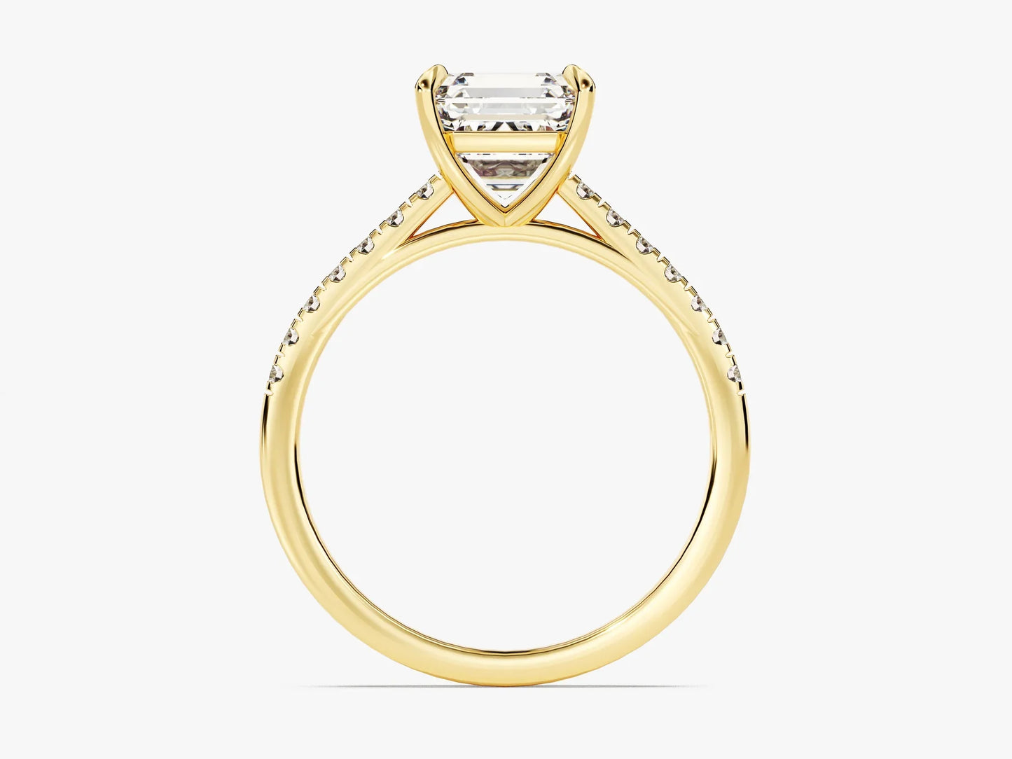 2.0CT Asscher Diamond Pave Setting Moissanite Engagement Ring