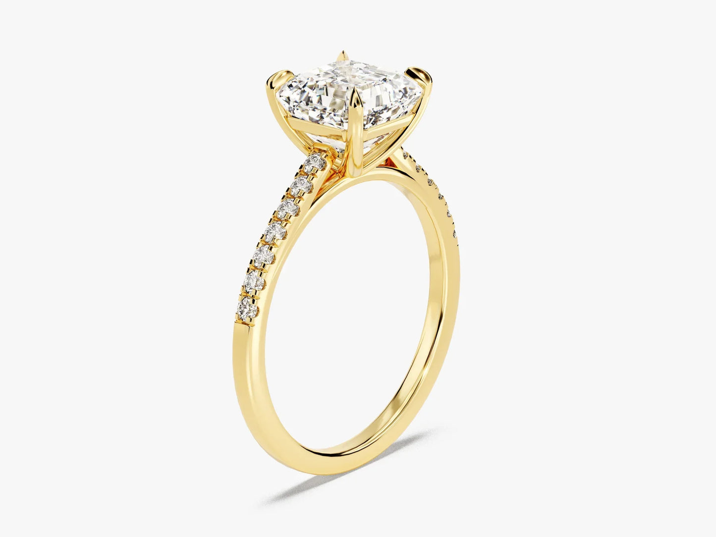 2.0CT Asscher Diamond Pave Setting Moissanite Engagement Ring
