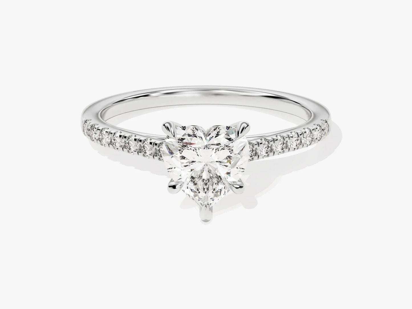 1.0CT Heart Diamond Pave Setting Moissanite Engagement Ring