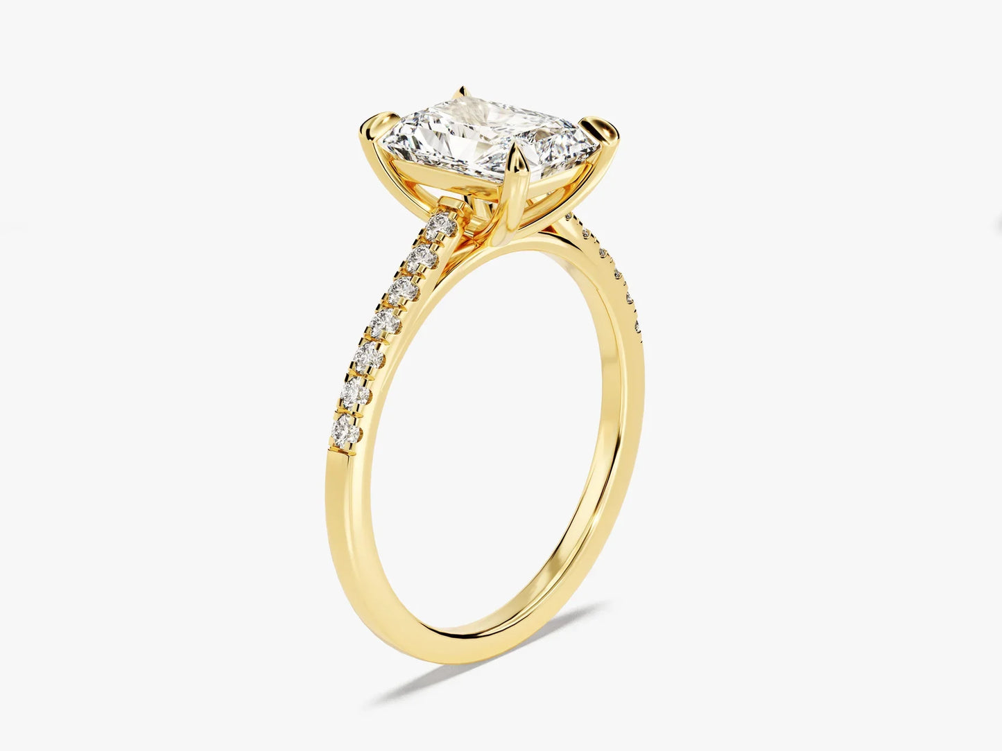 2.0CT Radiant Diamond Pave Setting Moissanite Engagement Ring