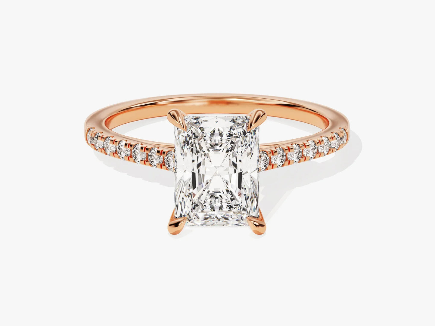 2.0CT Radiant Diamond Pave Setting Moissanite Engagement Ring