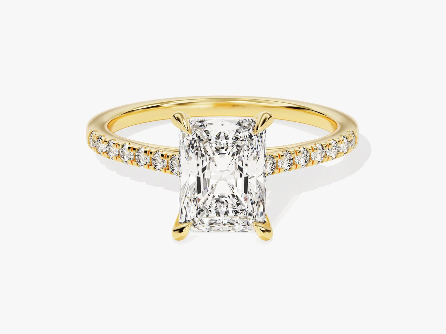 2.0CT Radiant Diamond Pave Setting Moissanite Engagement Ring