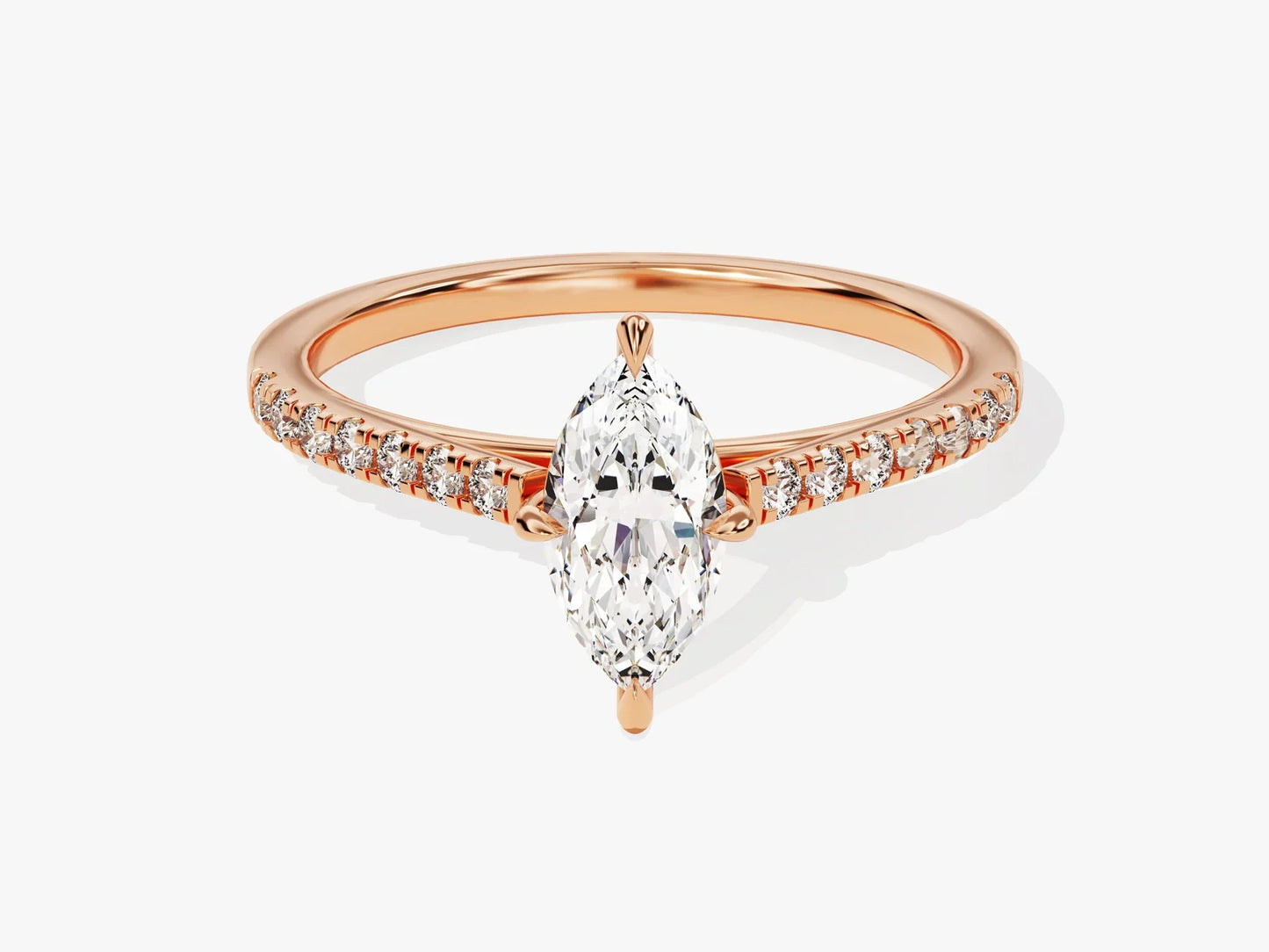 1.0CT Marquise Diamond Pave Setting Moissanite Engagement Ring