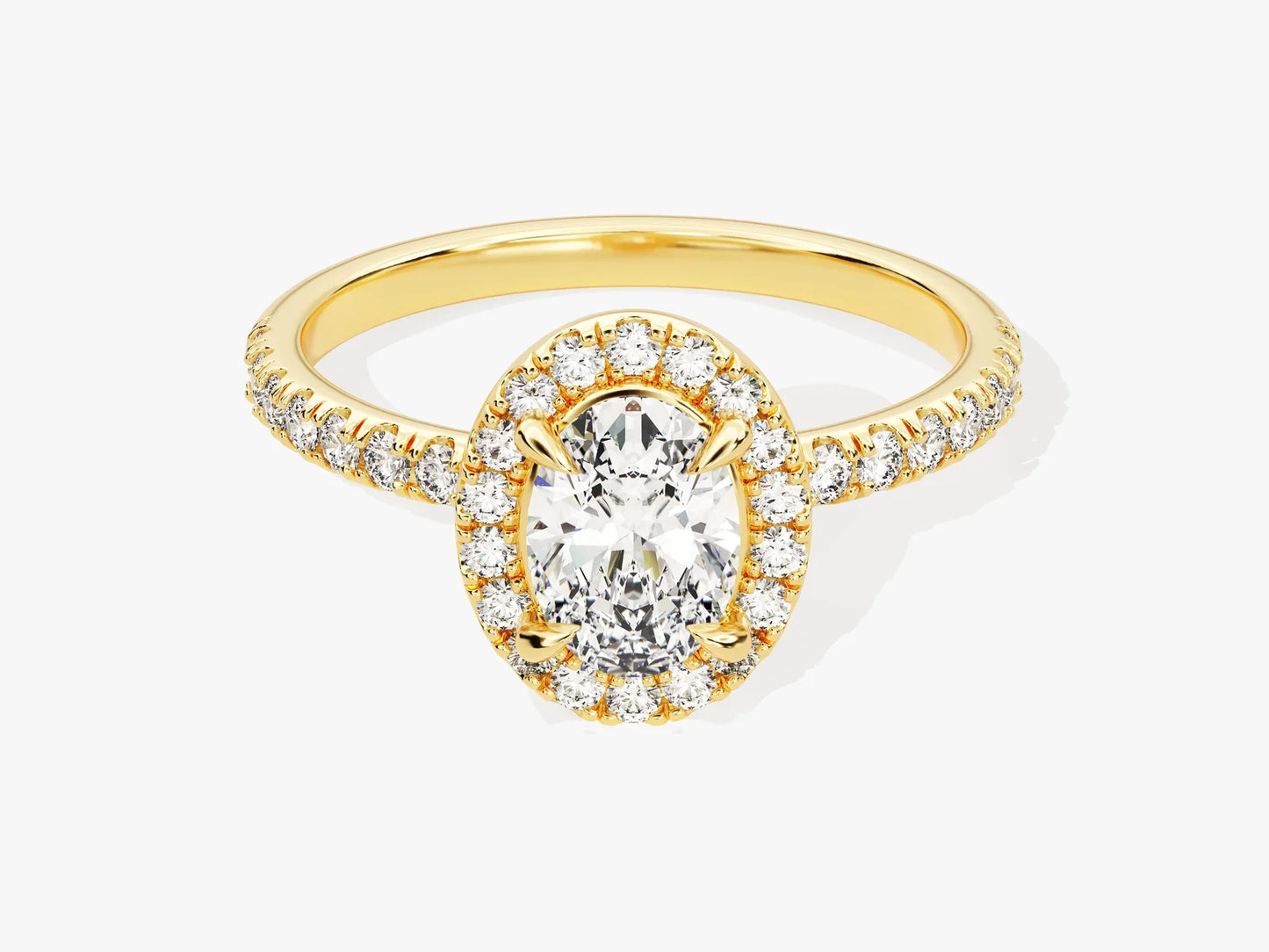 1.0CT Oval Diamond Halo Pave Setting Moissanite Engagement Ring