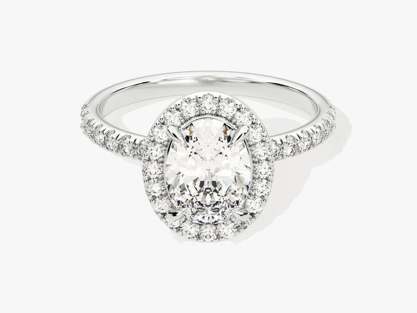 1.50CT Oval Diamond Halo Pave Setting Moissanite Engagement Ring