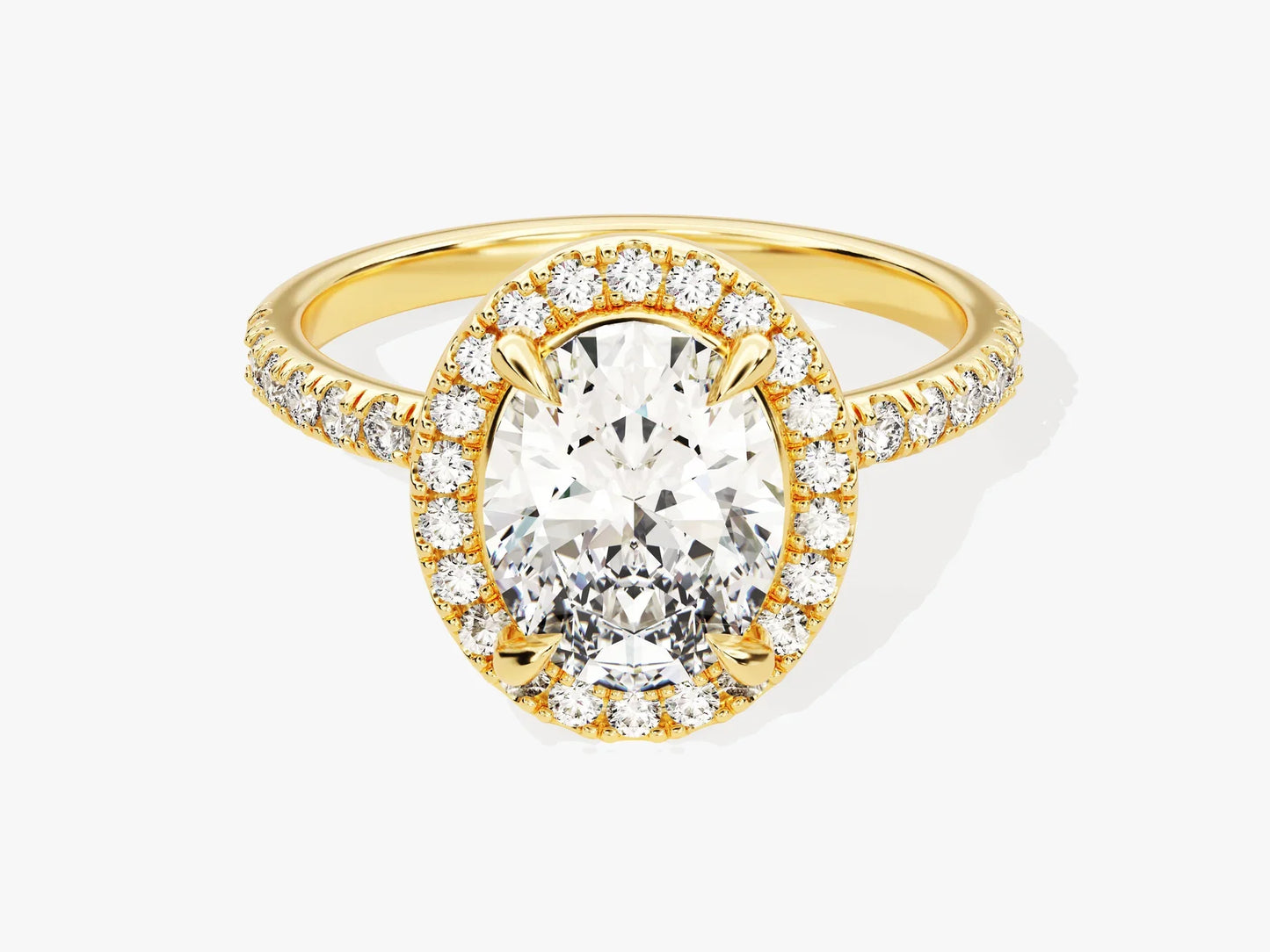 2.0CT Oval Diamond Halo Pave Setting Moissanite Engagement Ring