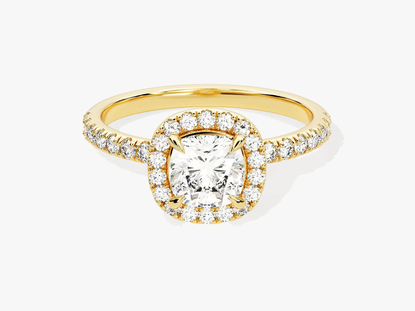 1.0CT Cushion Diamond Halo Pave Setting Moissanite Engagement Ring