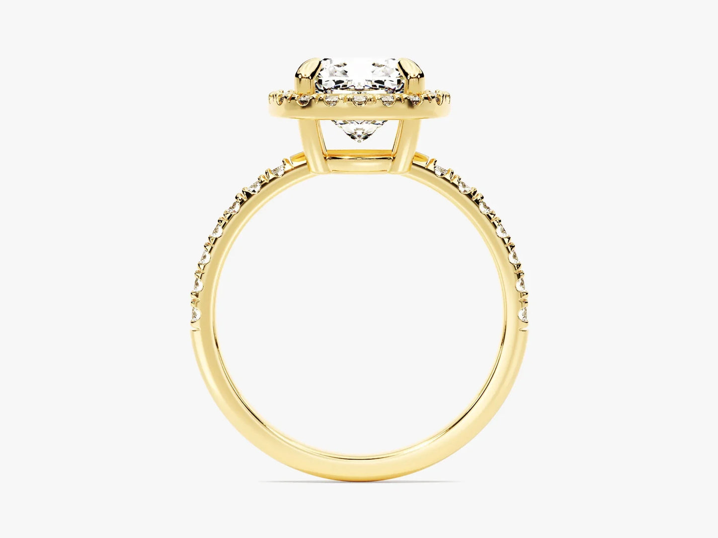 2.0CT Cushion Diamond Halo Pave Setting Moissanite Engagement Ring