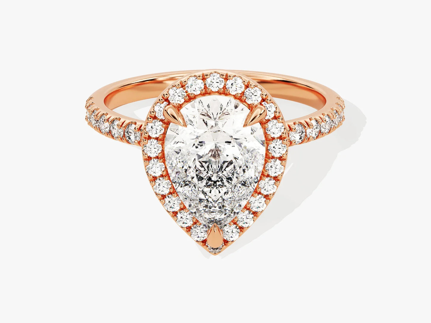 2.0CT Pear Diamond Halo Pave Setting Moissanite Engagement Ring