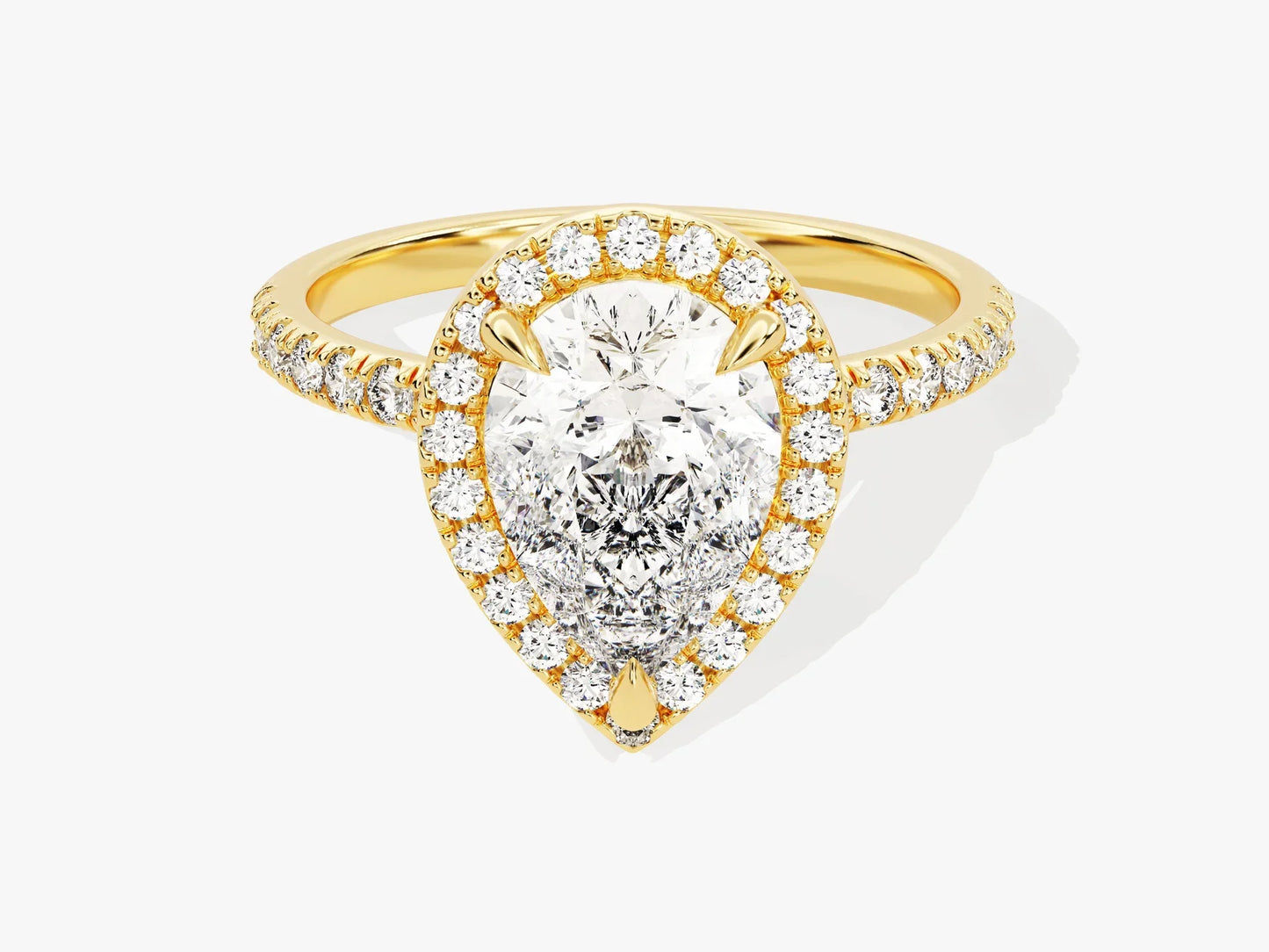 2.0CT Pear Diamond Halo Pave Setting Moissanite Engagement Ring