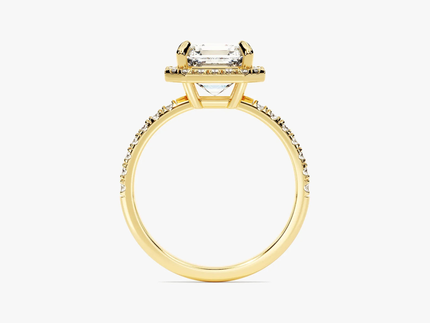 2.0CT Asscher Diamond Halo Pave Setting Moissanite Engagement Ring
