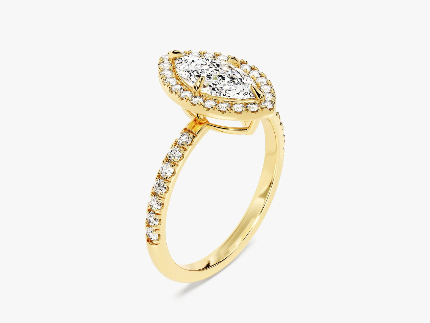 1.0CT Marquise Diamond Halo Pave Setting Moissanite Engagement Ring