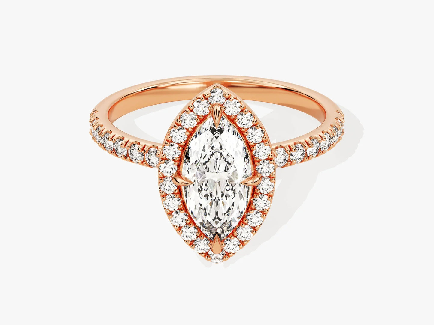 1.0CT Marquise Diamond Halo Pave Setting Moissanite Engagement Ring