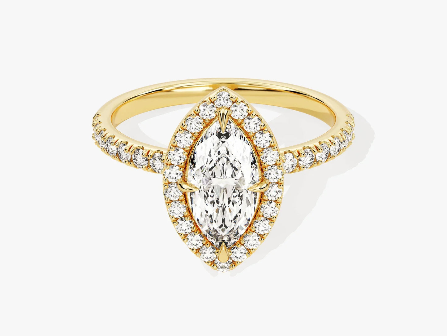 1.0CT Marquise Diamond Halo Pave Setting Moissanite Engagement Ring