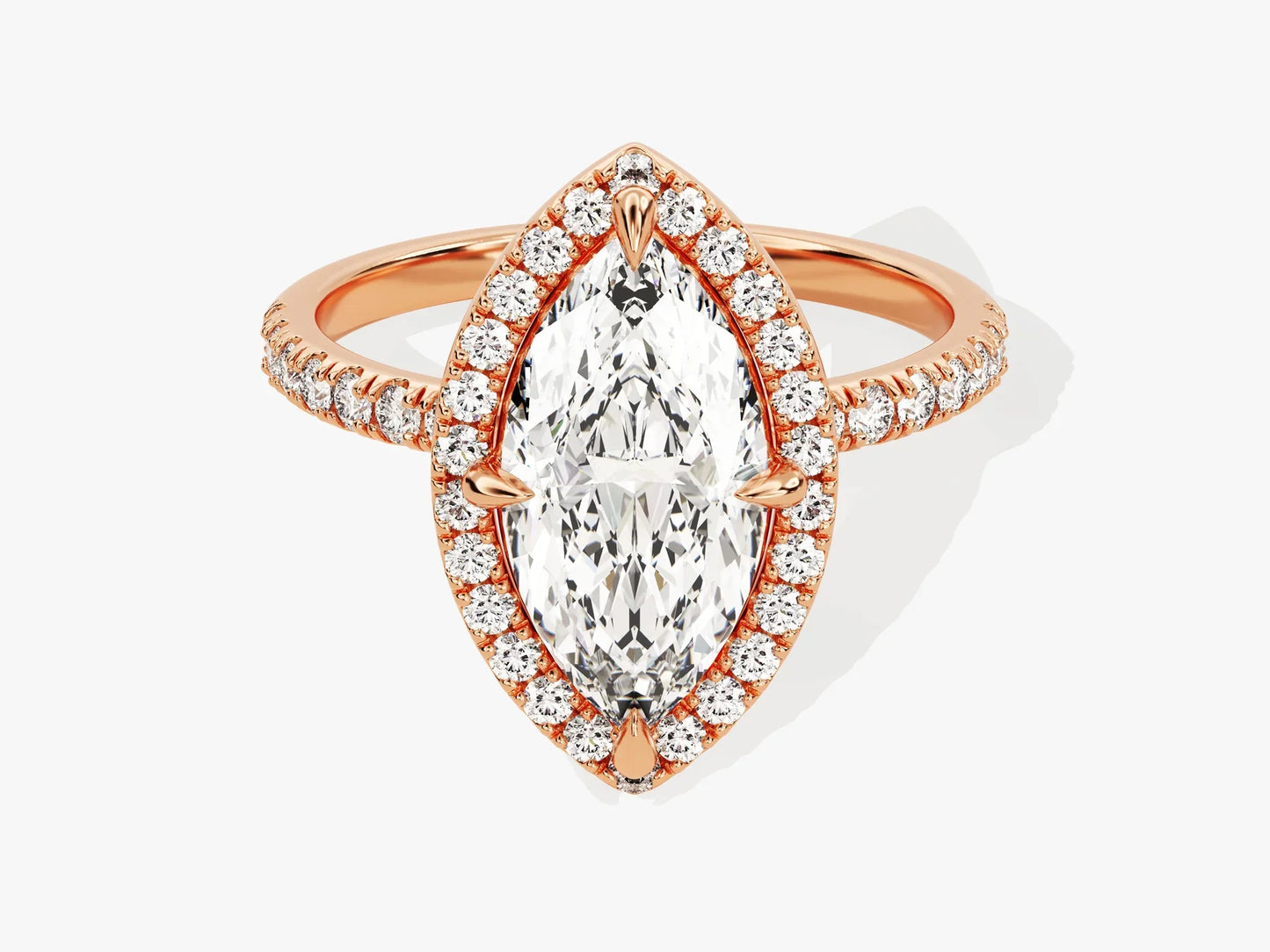 2.0CT Marquise Diamond Halo Pave Setting Moissanite Engagement Ring