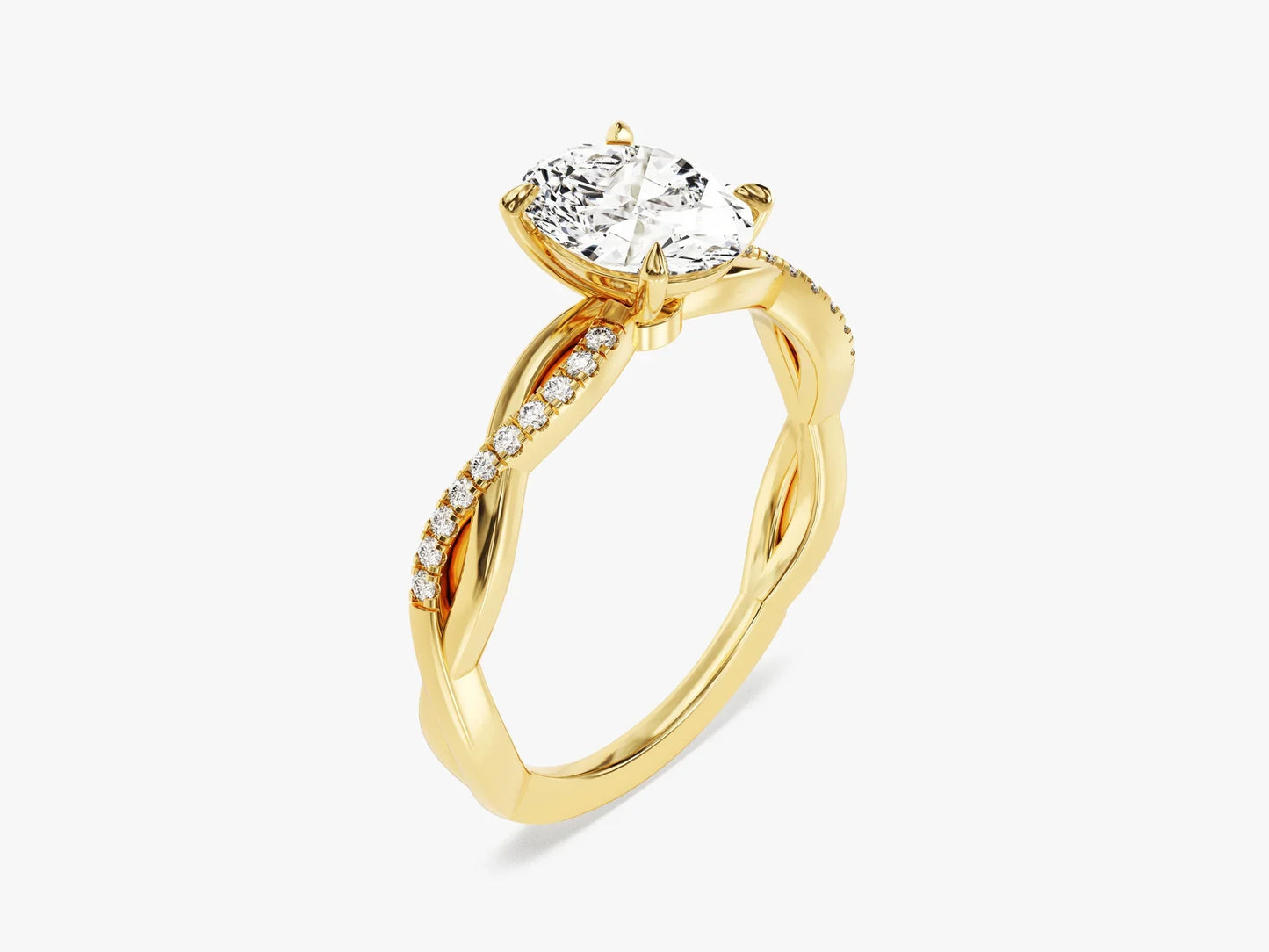 1.50CT Oval Diamond Twisted Pave Setting Moissanite Engagement Ring
