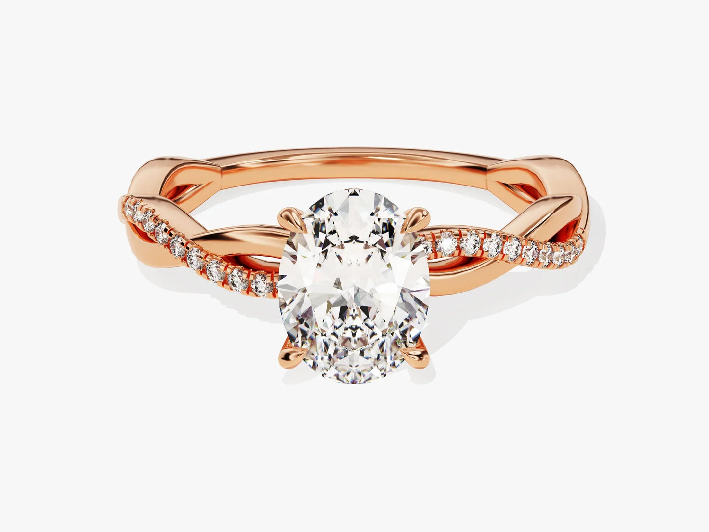 1.50CT Oval Diamond Twisted Pave Setting Moissanite Engagement Ring