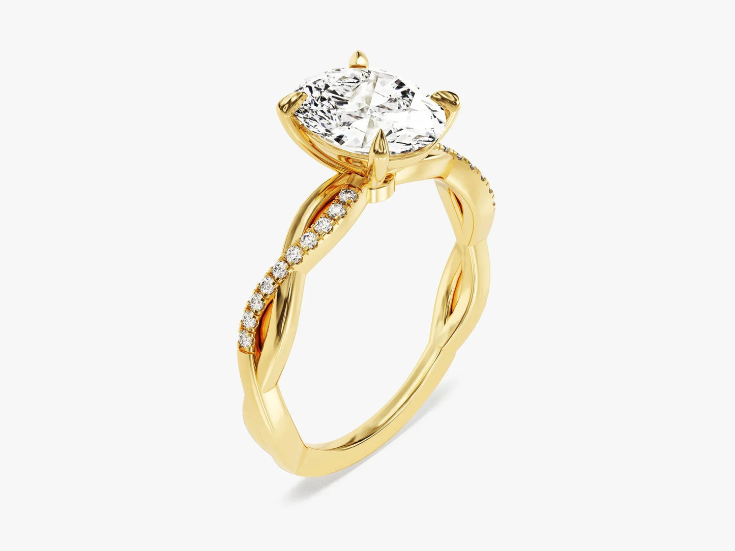 2.0CT Oval Diamond Twisted Pave Setting Moissanite Engagement Ring
