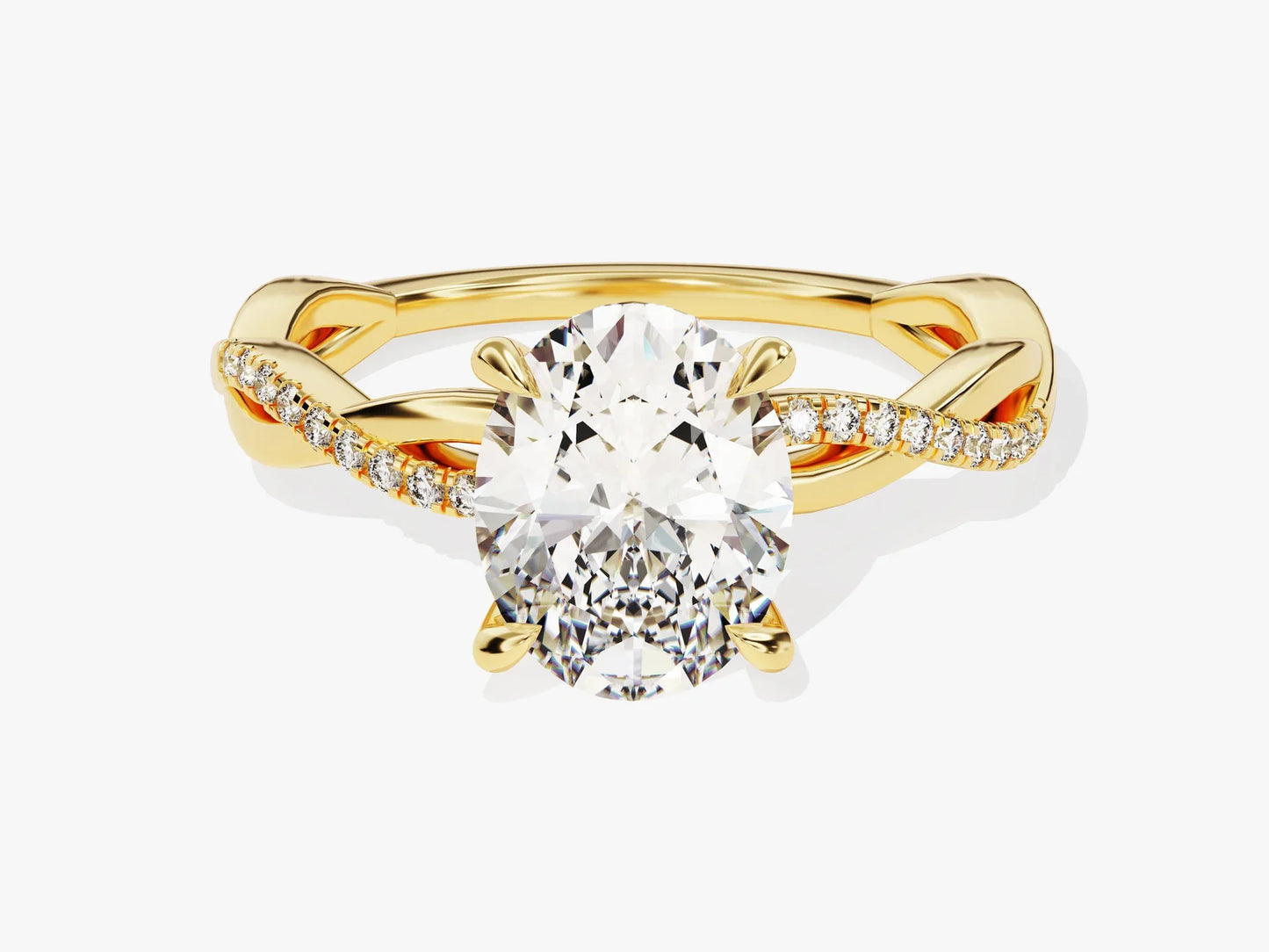 2.0CT Oval Diamond Twisted Pave Setting Moissanite Engagement Ring