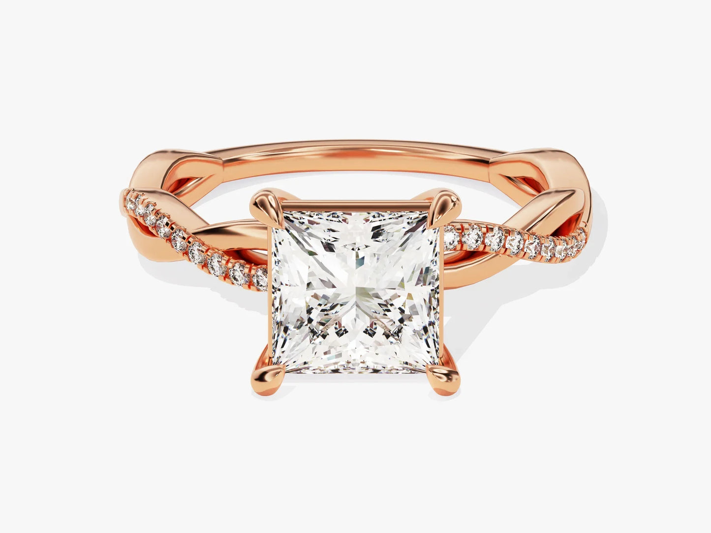 1.50CT Princess Diamond Twisted Pave Setting Moissanite Engagement Ring