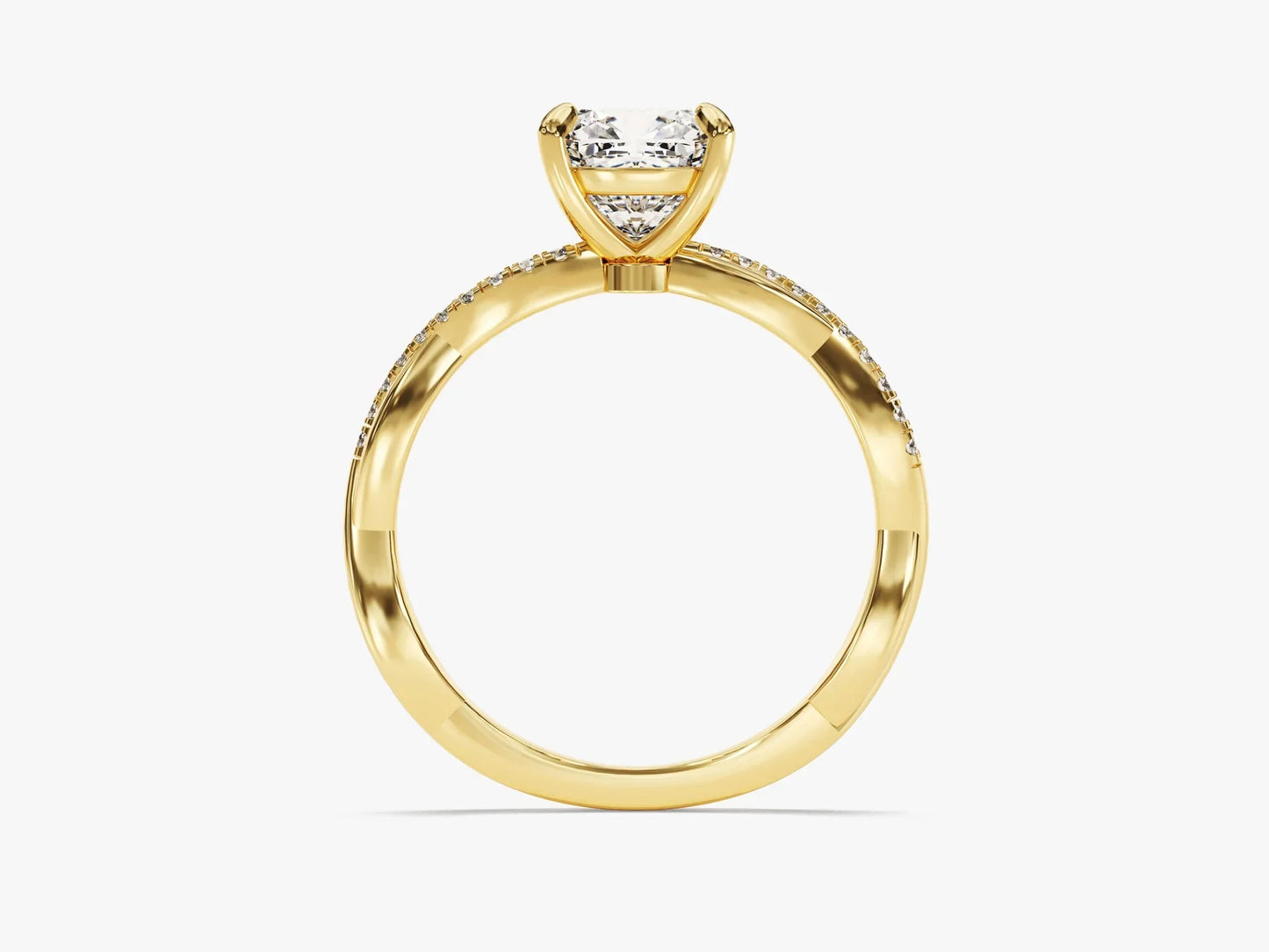 1.50CT Cushion Diamond Twisted Pave Setting Moissanite Engagement Ring