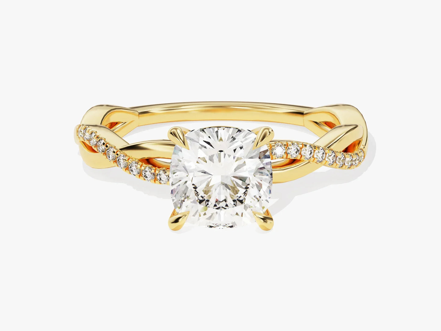 1.50CT Cushion Diamond Twisted Pave Setting Moissanite Engagement Ring