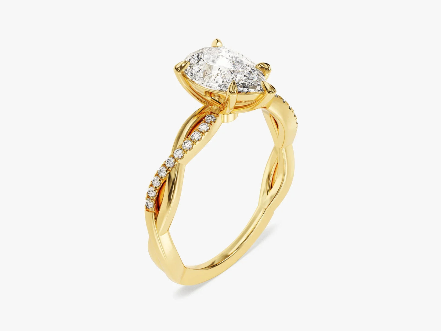 1.50CT Pear Diamond Twisted Pave Setting Moissanite Engagement Ring
