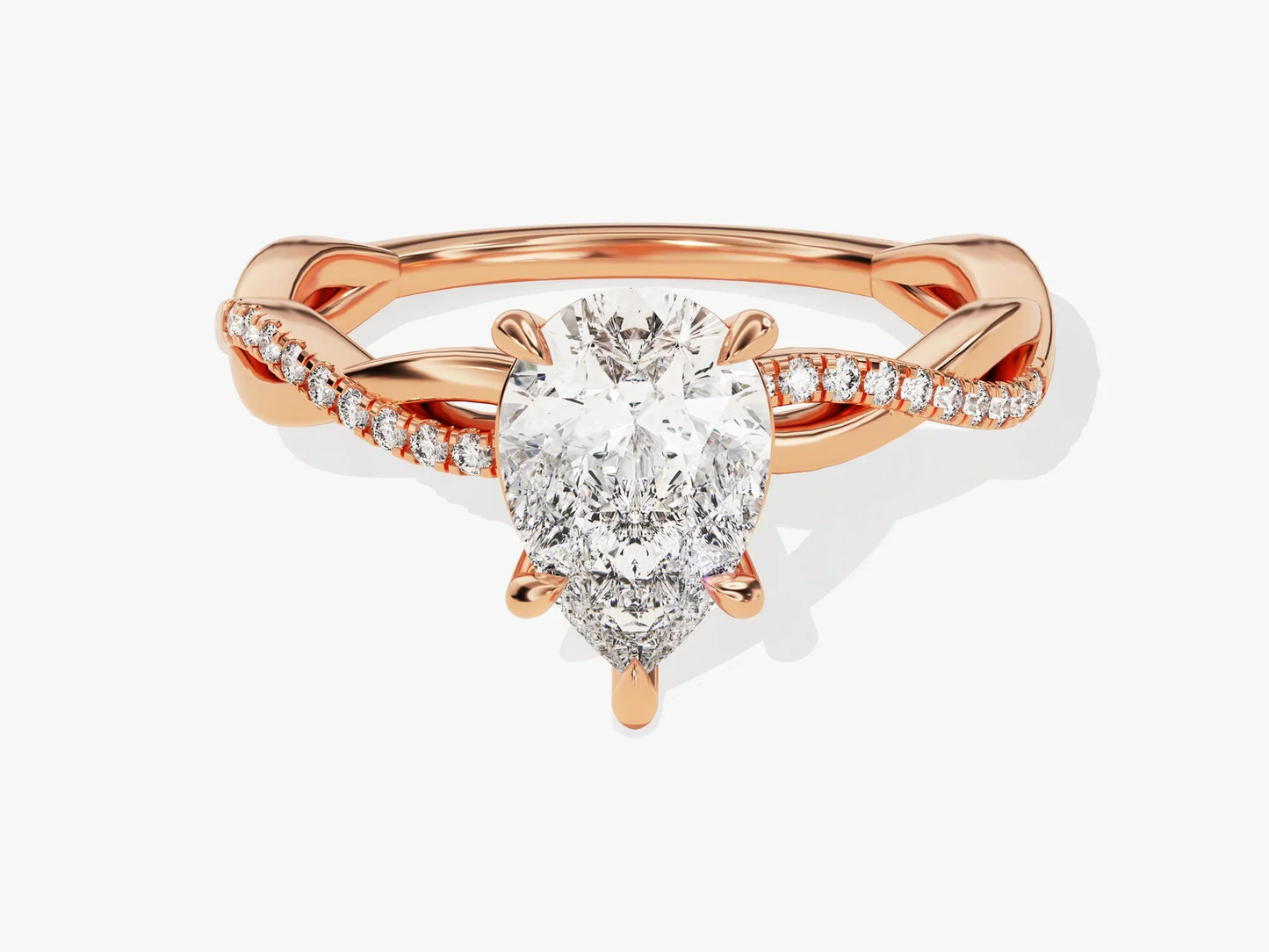 1.50CT Pear Diamond Twisted Pave Setting Moissanite Engagement Ring