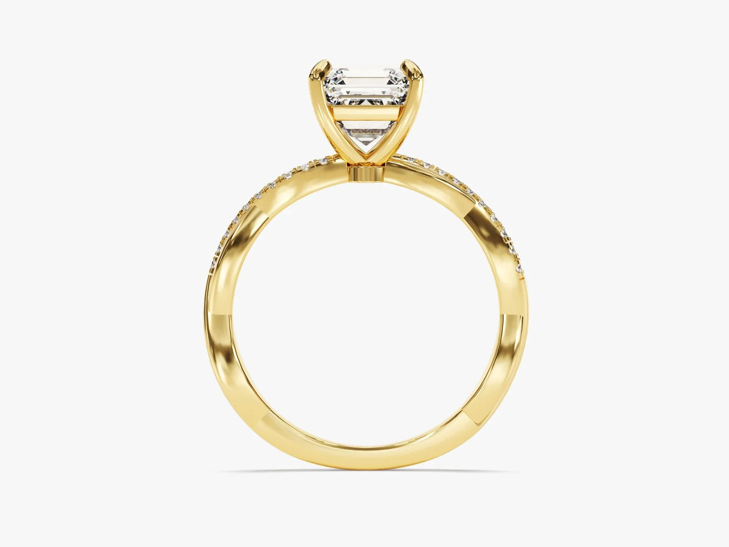 1.50CT Asscher Diamond Twisted Pave Setting Moissanite Engagement Ring