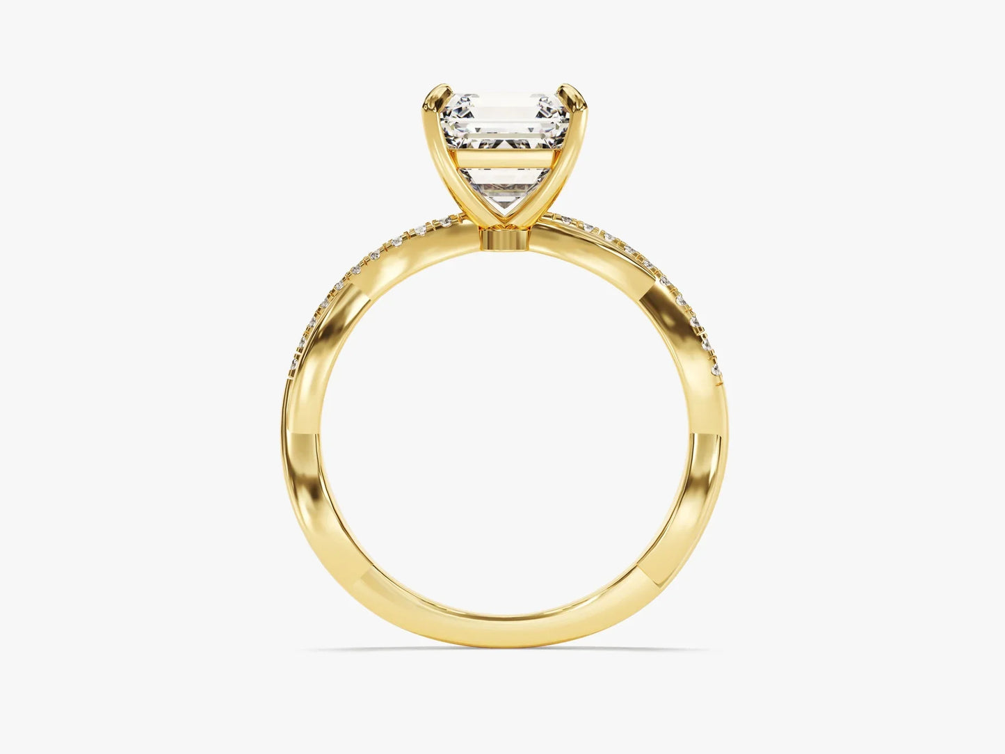 2.0CT Asscher Diamond Twisted Pave Setting Moissanite Engagement Ring