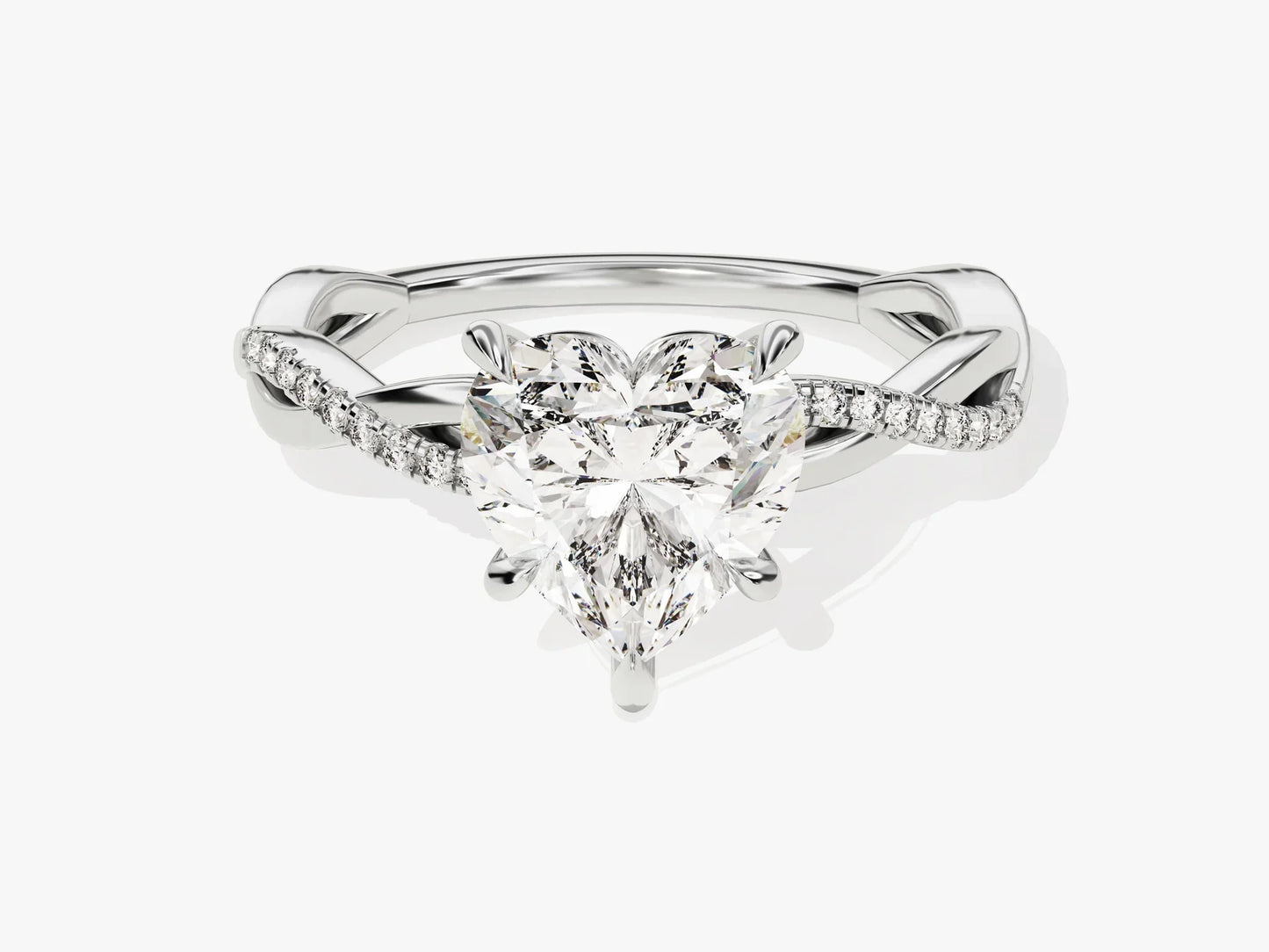 1.50CT Heart Diamond Twisted Pave Setting Moissanite Engagement Ring