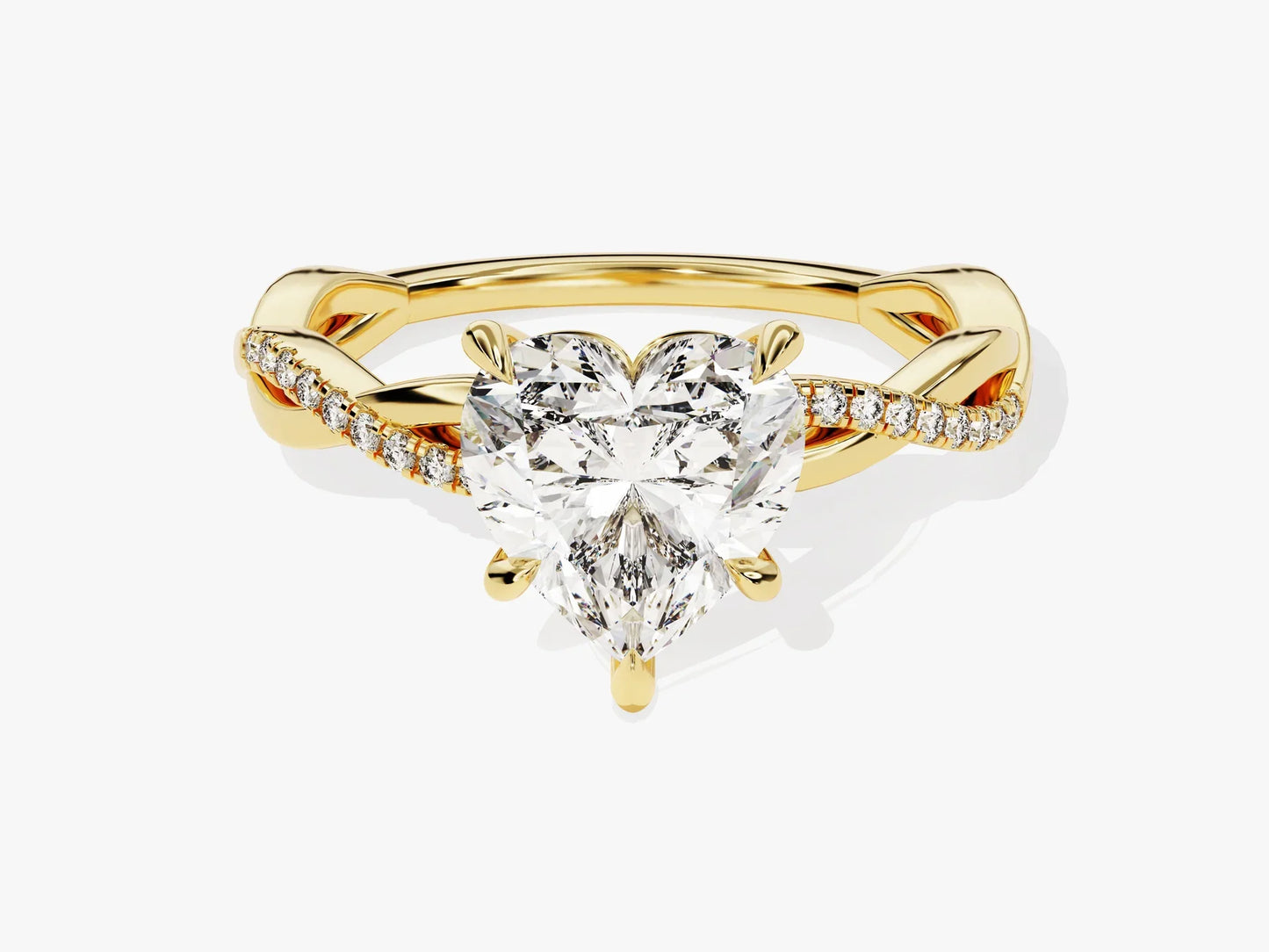 1.50CT Heart Diamond Twisted Pave Setting Moissanite Engagement Ring