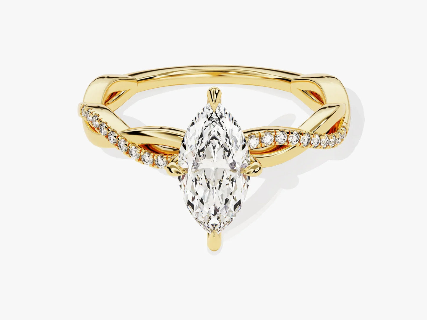 1.0CT Marquise Diamond Twisted Pave Setting Moissanite Engagement Ring