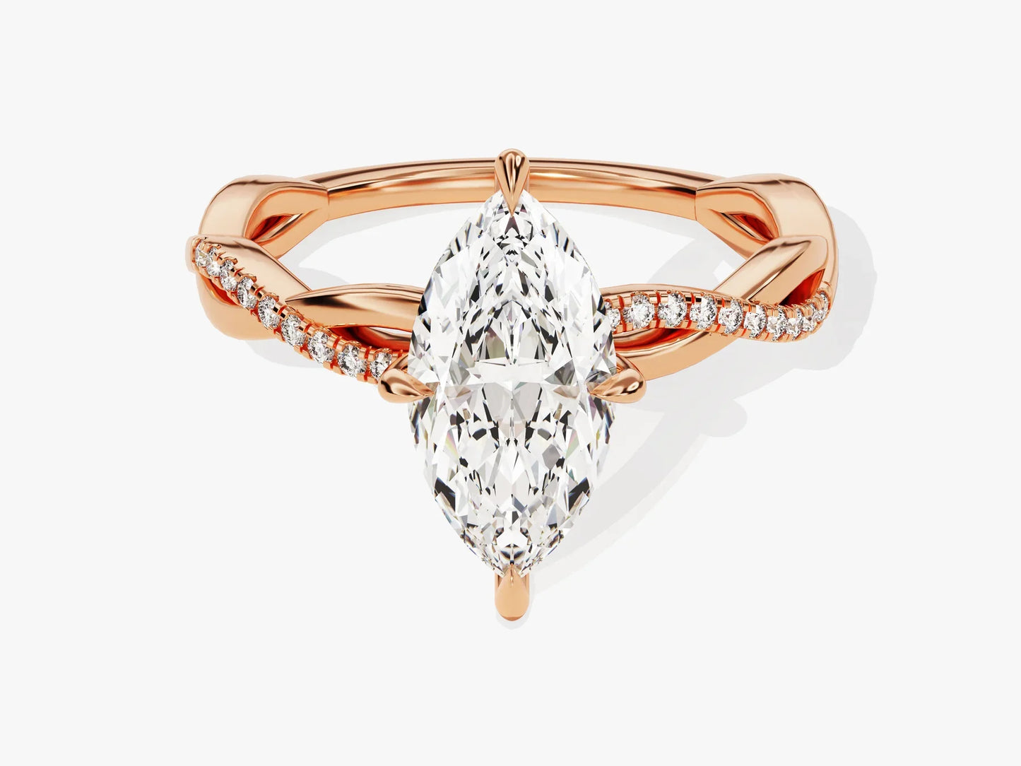 1.50CT Marquise Diamond Twisted Pave Setting Moissanite Engagement Ring