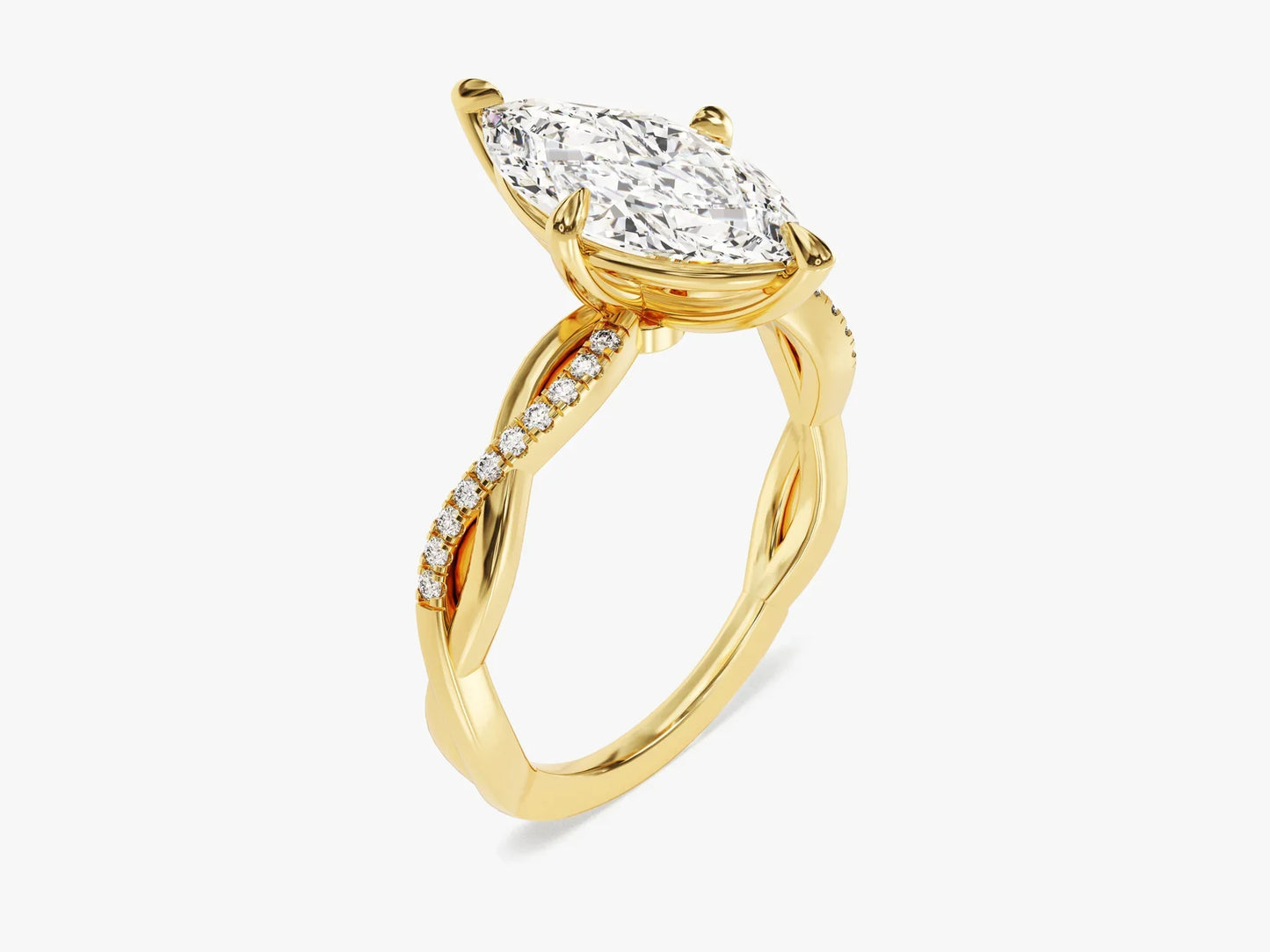 2.0CT Marquise Diamond Twisted Pave Setting Moissanite Engagement Ring