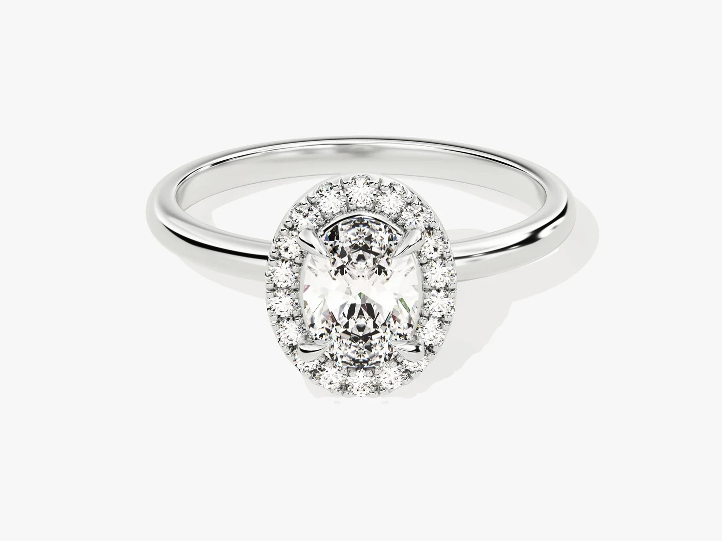 1.0CT Oval Diamond Halo Moissanite Engagement Ring