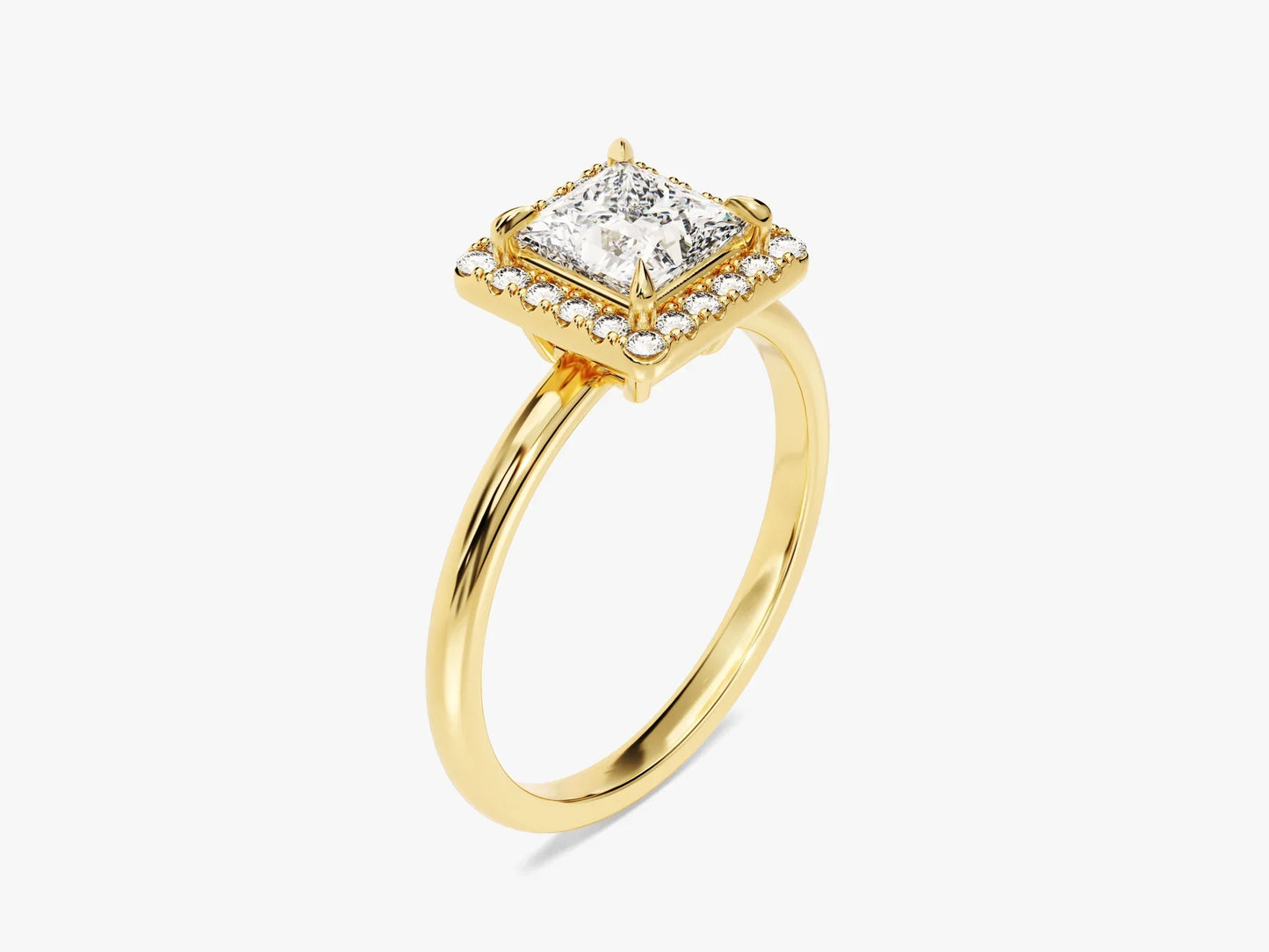1.0CT Princess Diamond Halo Moissanite Engagement Ring