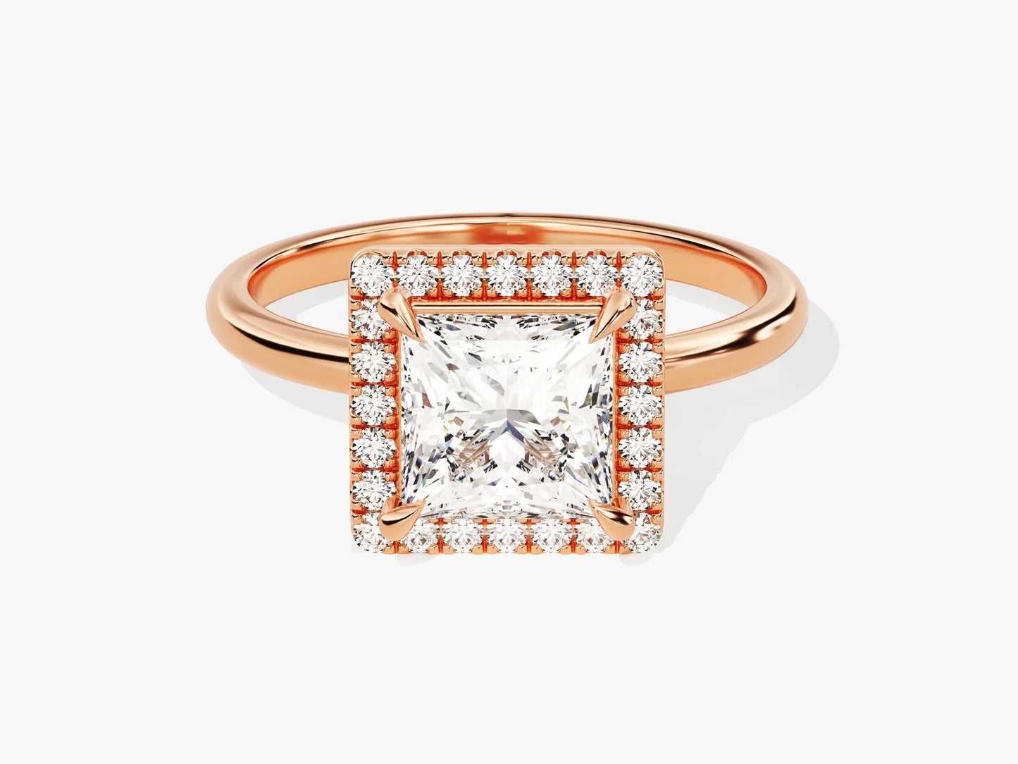1.50CT Princess Diamond Halo Moissanite Engagement Ring