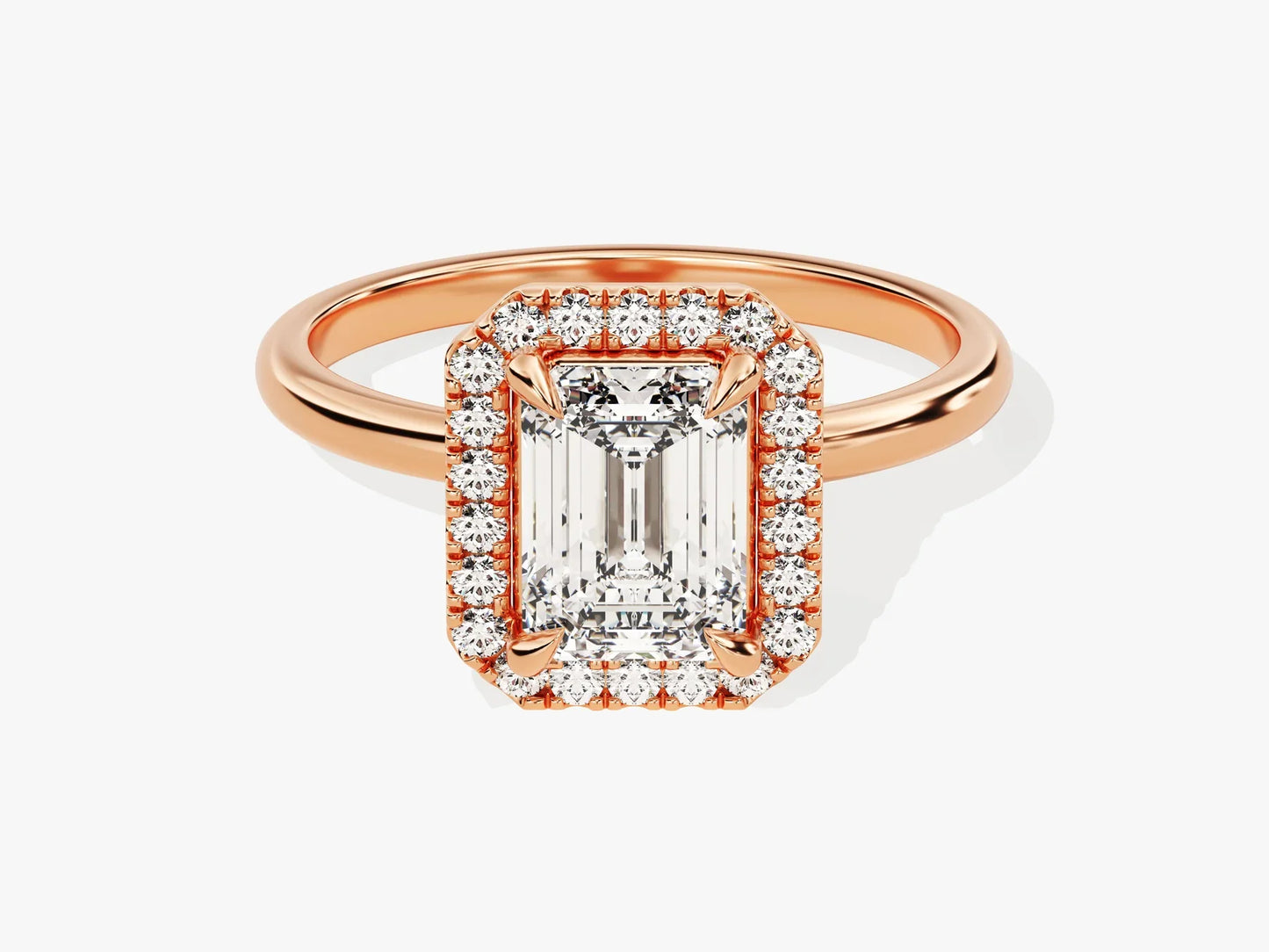 1.50CT Emerald Diamond Halo Moissanite Engagement Ring