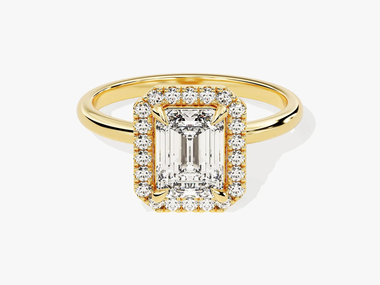 1.50CT Emerald Diamond Halo Moissanite Engagement Ring