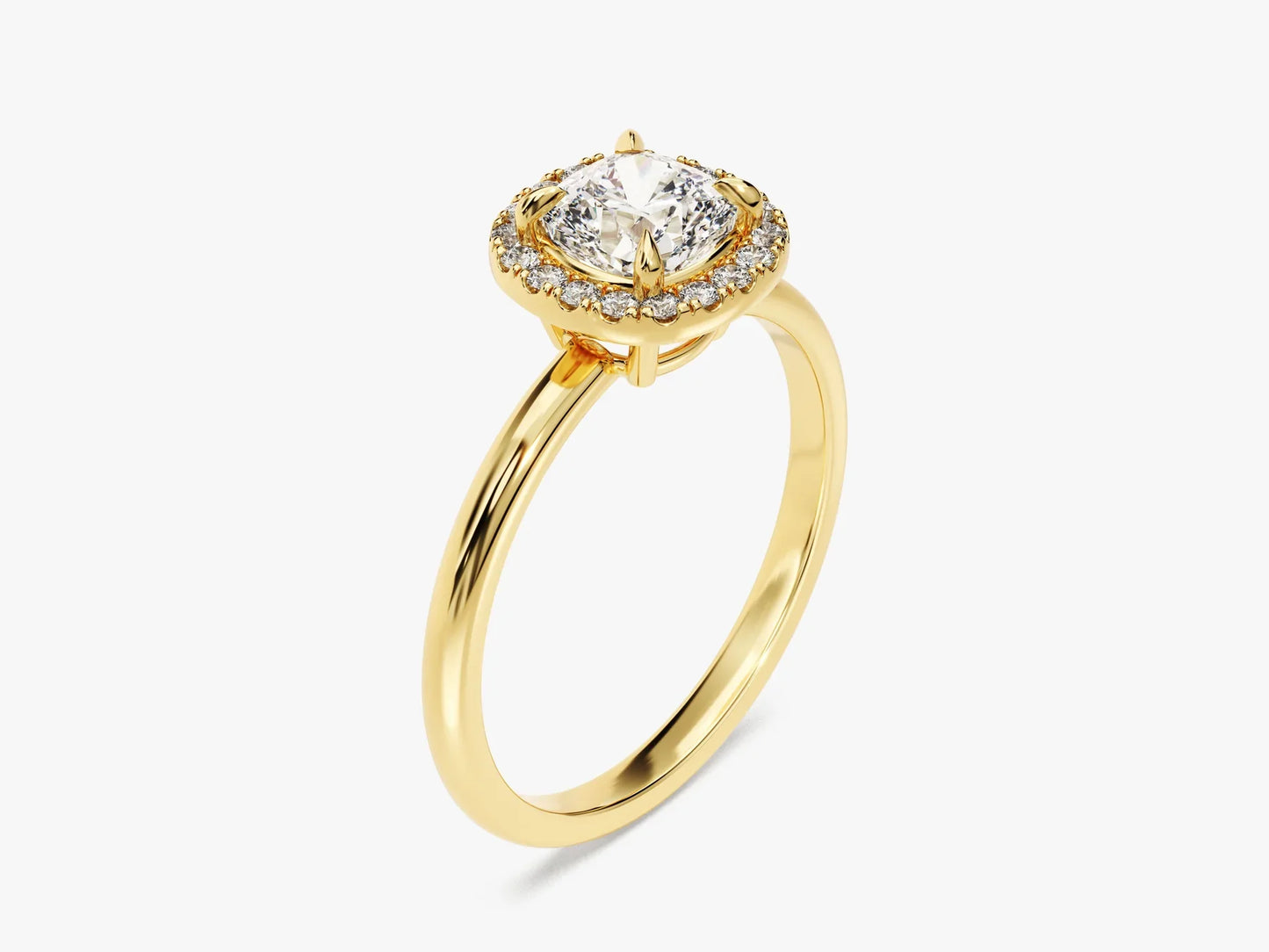 1.0CT Cushion Diamond Halo Moissanite Engagement Ring