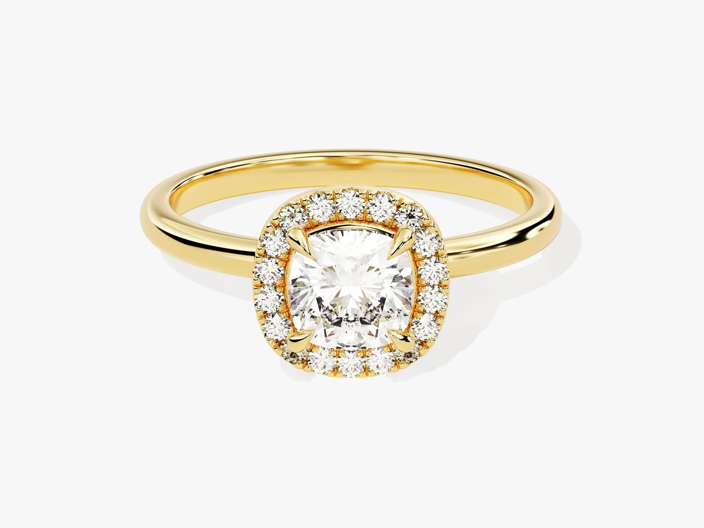 1.0CT Cushion Diamond Halo Moissanite Engagement Ring