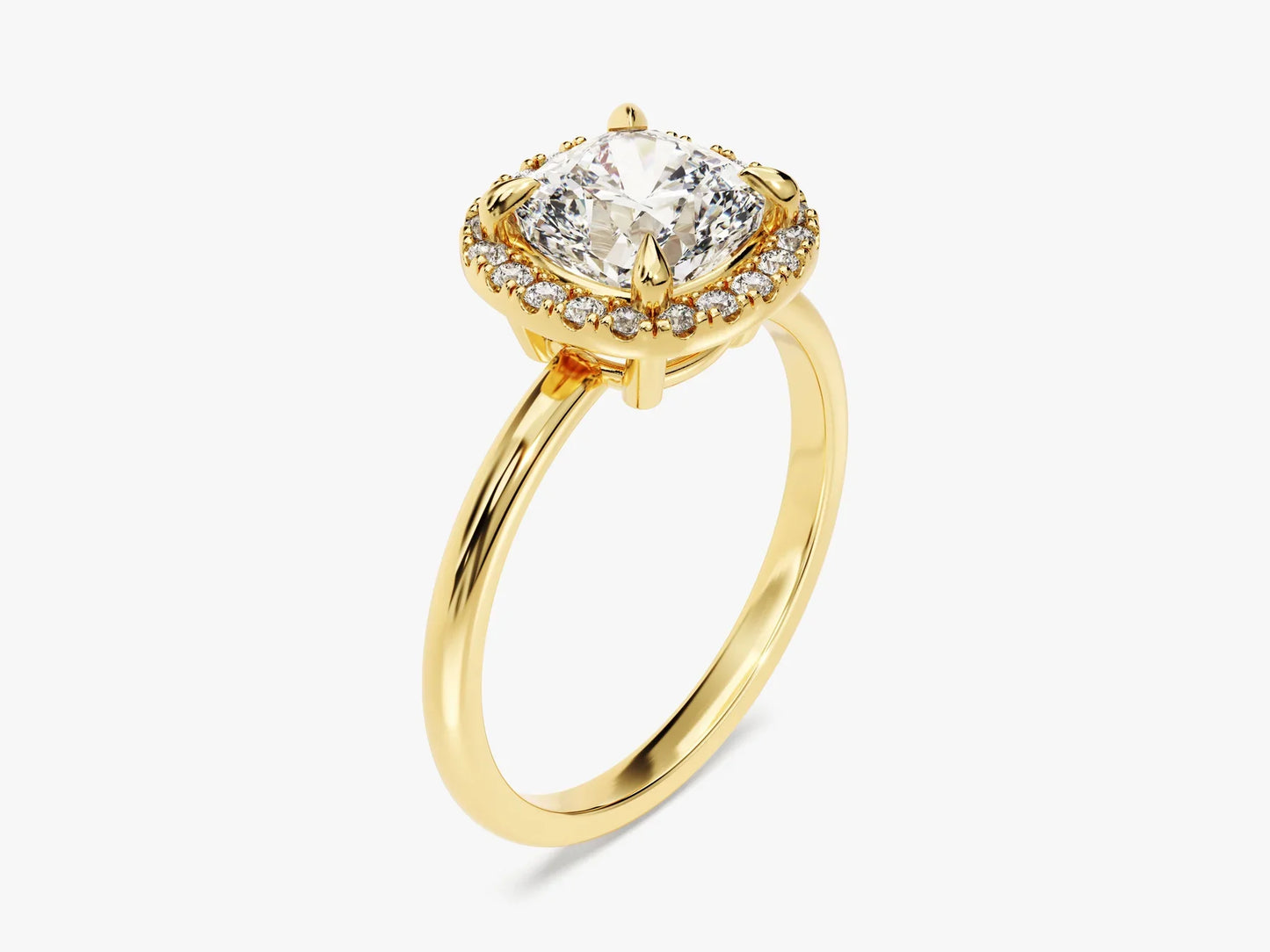 2.0CT Cushion Diamond Halo Moissanite Engagement Ring