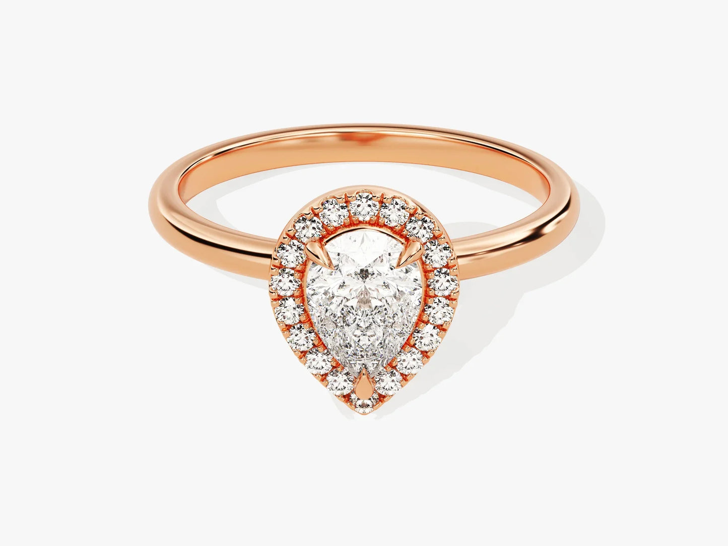 1.0CT Pear Diamond Halo Moissanite Engagement Ring