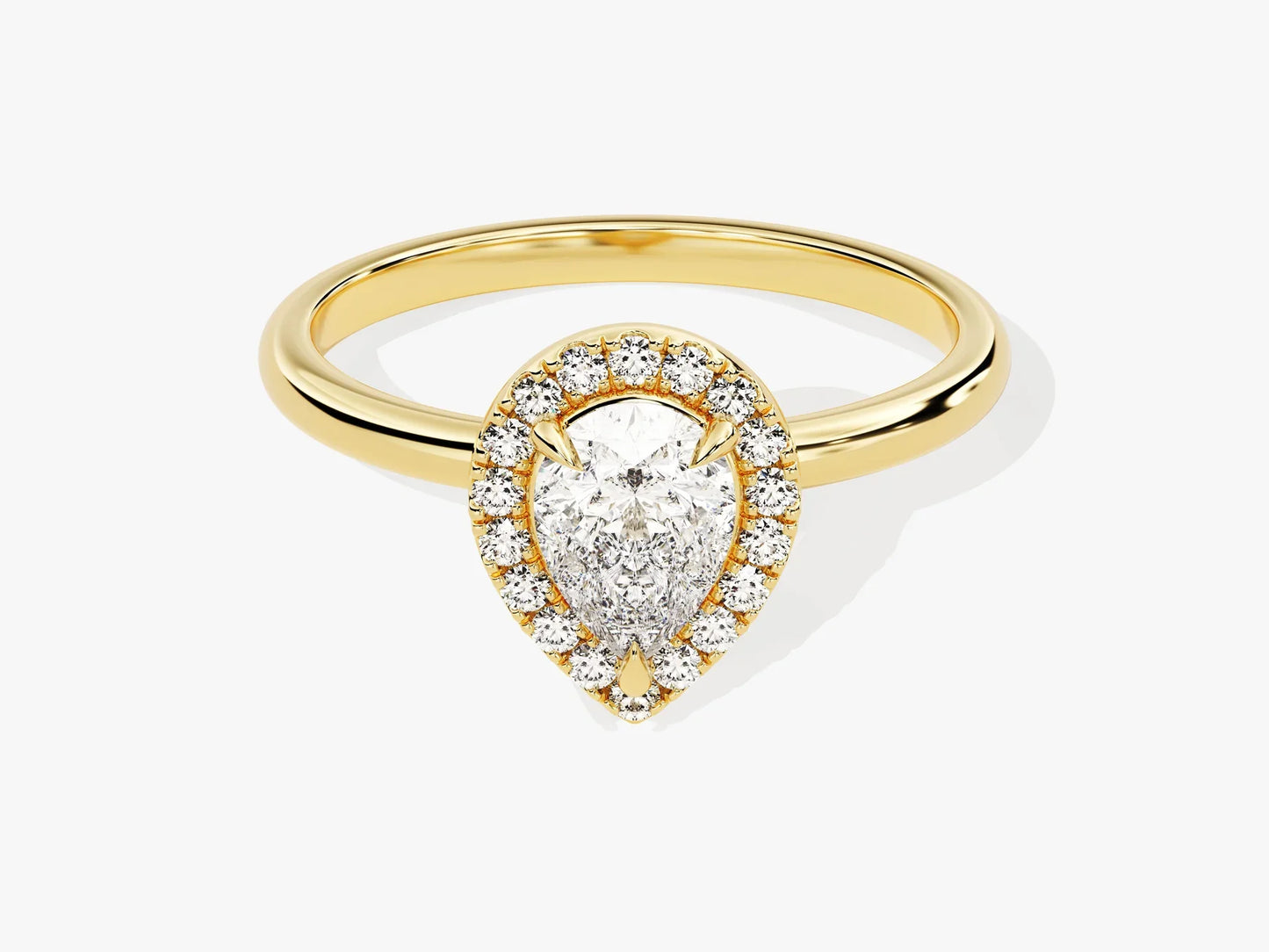 1.0CT Pear Diamond Halo Moissanite Engagement Ring