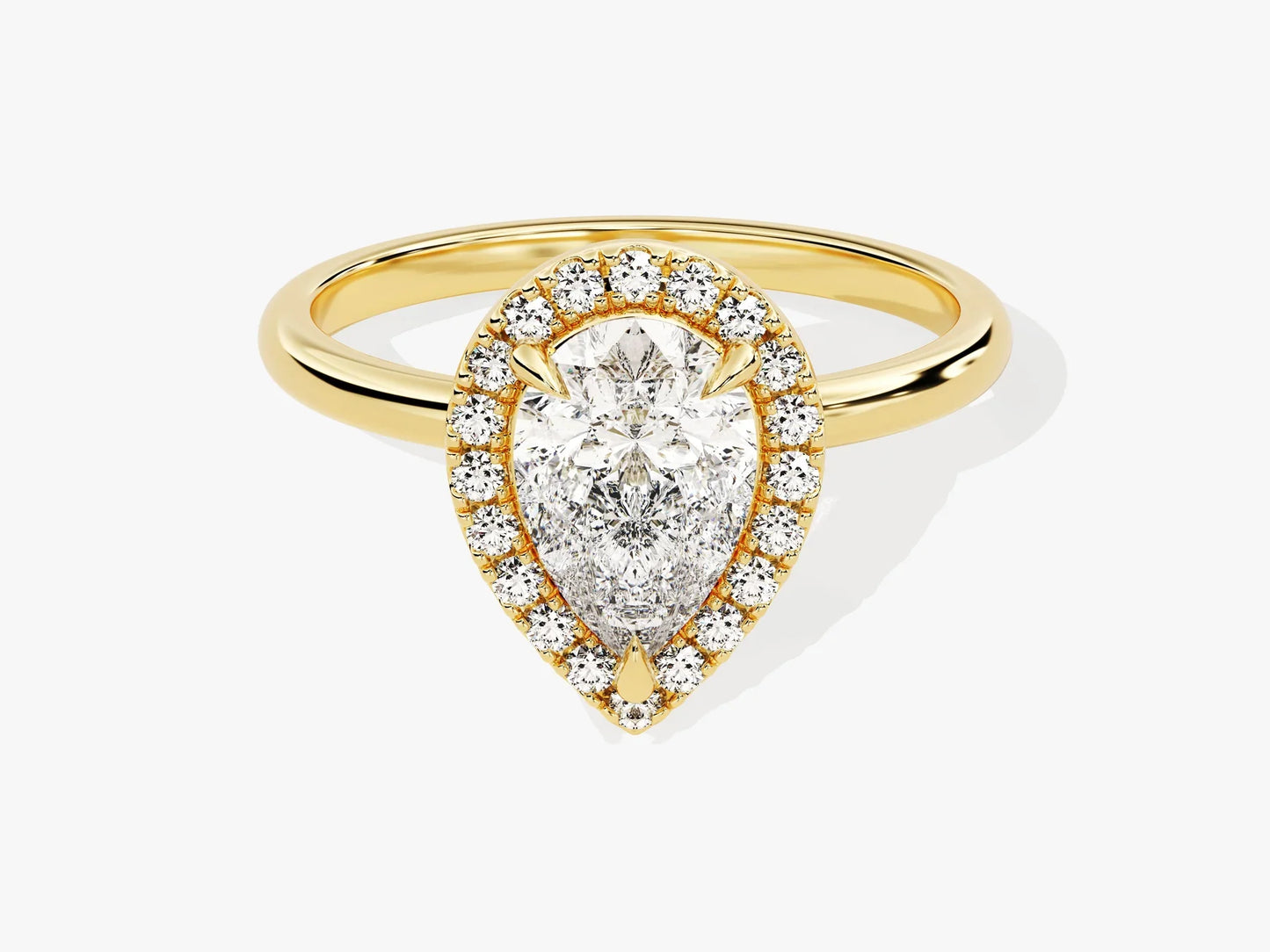 1.50CT Pear Diamond Halo Moissanite Engagement Ring