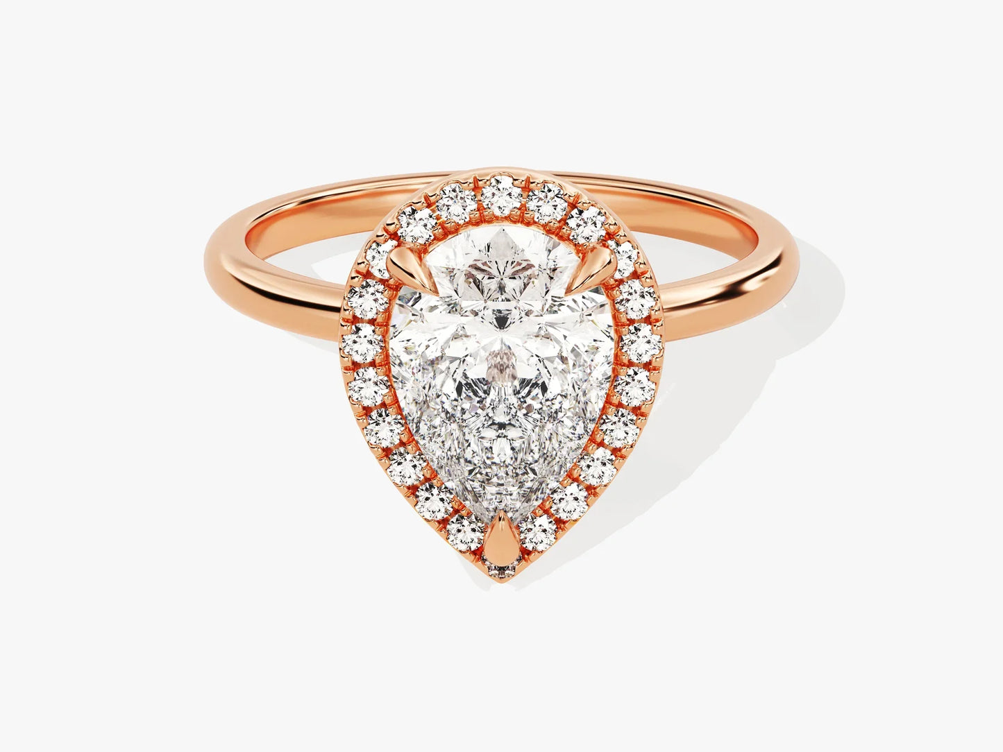 2.0CT Pear Diamond Halo Moissanite Engagement Ring