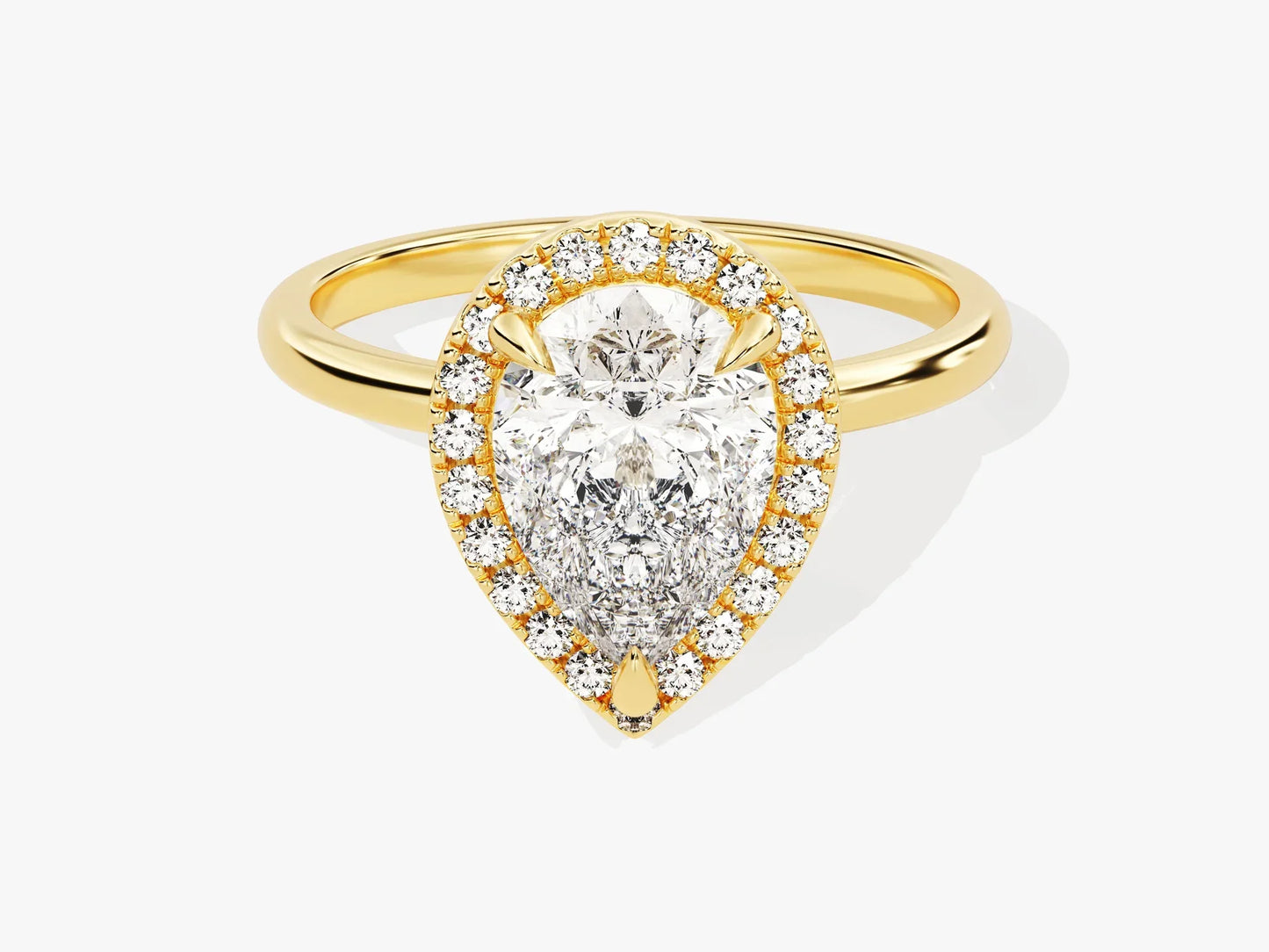 2.0CT Pear Diamond Halo Moissanite Engagement Ring