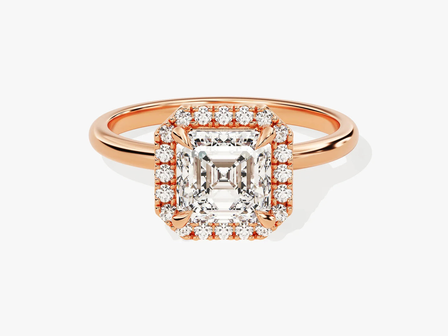 1.50CT Asscher Diamond Halo Moissanite Engagement Ring